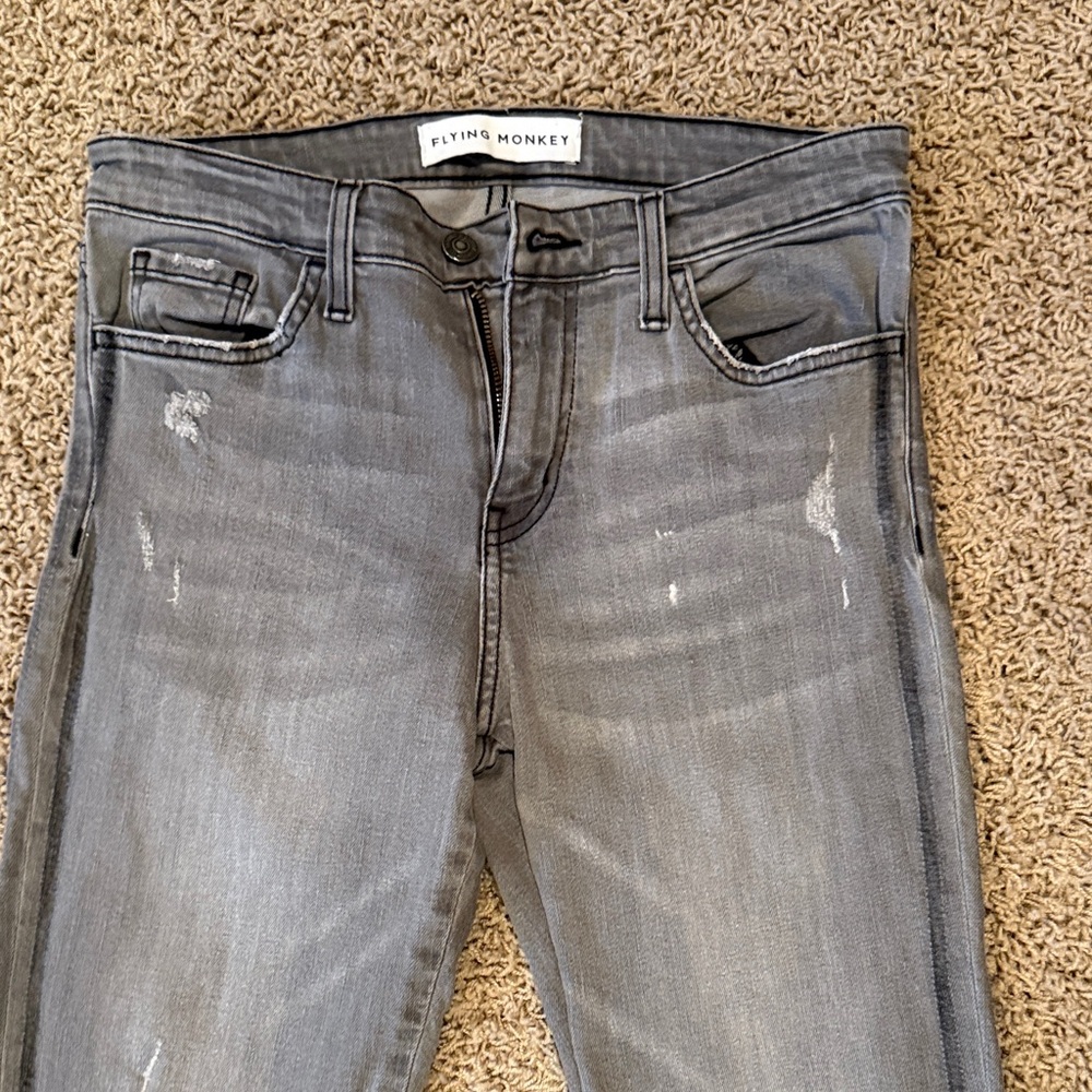 Flying Monkey Charcoal Distressed Denim